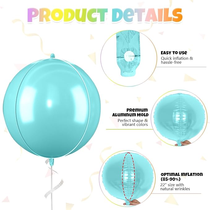 22 Inch Colorful Balloons 4D, Giant Round Ball Balloons - Image 4