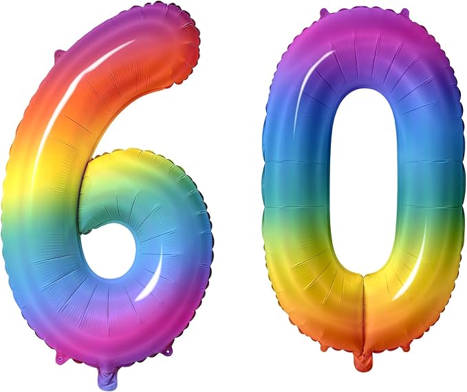 Number 60 Balloons for 60th Birthday Party Decorations, 0-100 Large No.60 by Joycard