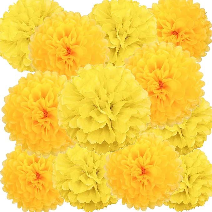 We Moment Yellow Paper Pom Poms Decorations by We+Moment
