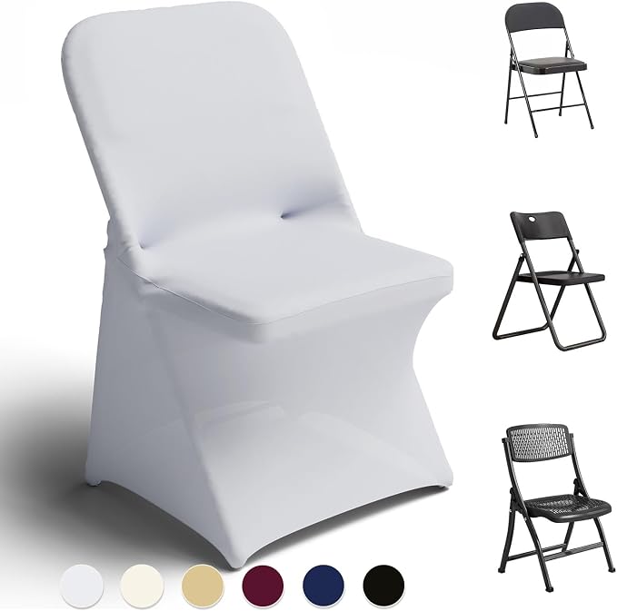 Trlyc Spandex Folding Chair Covers 100 Pcs White by TRLYC