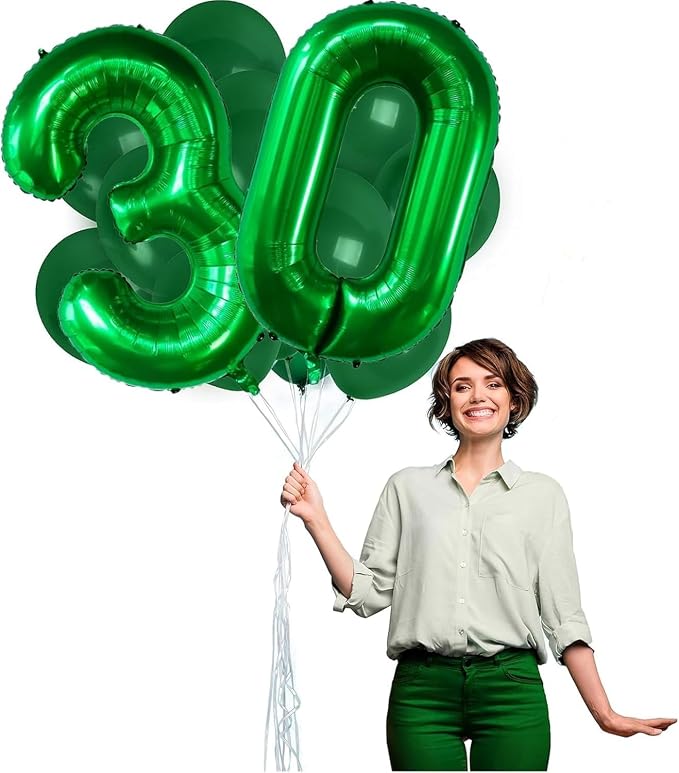 Green Number Balloons, 40 Inch Dark Green Balloon 0. Birthday Party Wedding - Image 4