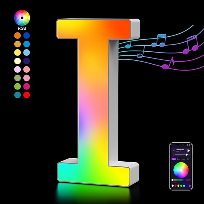 OJQ Light Up Letters LED Letter - Marquee Letters Room Decor Alphabet Letter Music Sync Color Change Colorful - Christmas Birthday Gifts for Girl - Teen Girls Gifts Party Home Wall Decor