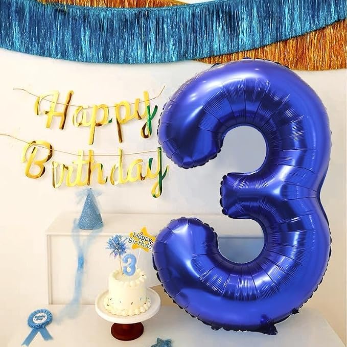 40 inch Navy Blue Number Balloon Dark Blue 7 Balloons Giant Foil Helium - Image 6
