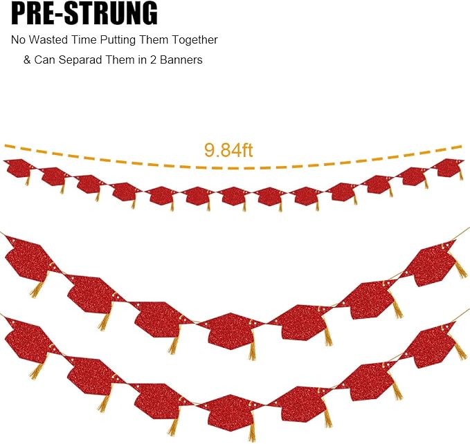 Graduation Decorations Class of 2026 Pre-Strung Glitter Congrats Grad Graduation - Image 6