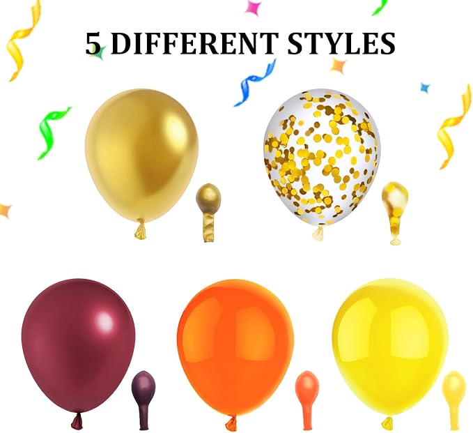 50 Pcs 12 Inch Fall Balloons Fall Birthday Party Decorations Burgundy Orange - Image 2