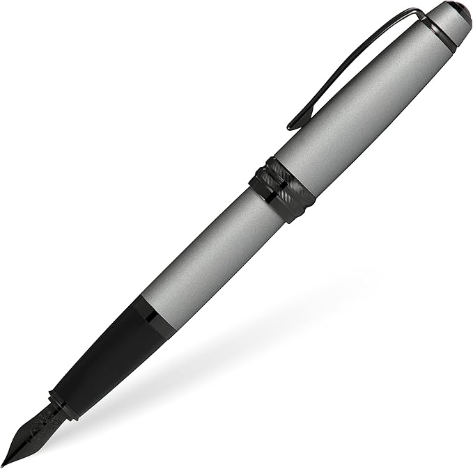 Cross Bailey Refillable Fountain Presented in a Premium Gift Box - Medium Point, Black Ink, Matte Gray