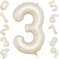 40 Inch Cream Number 3 Balloon, Digital 3 Cream White Giant 3 Foil Balloon by BIAPIAN