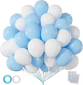 60pcs Blue and White Balloon Kit, 12 Inch Pastel Light Blue White Balloons by Q%26High+Life