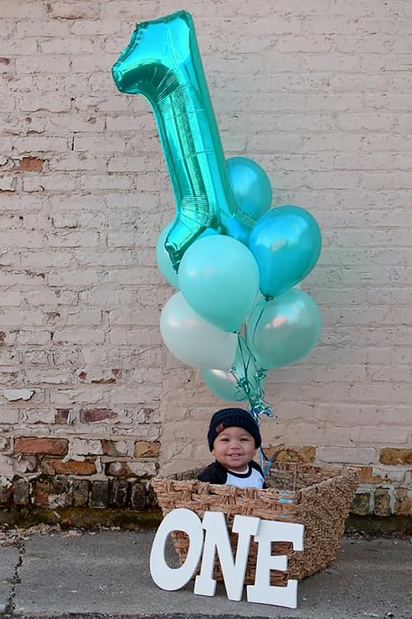 Number Balloons Teal Blue 1 Balloon 40 inch - Image 2