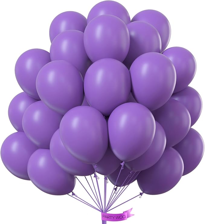 PartyWoo Purple Balloons 101pcs Purple Latex Helium Balloons 12 Inch | Birthday by PartyWoo