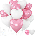 White-Pink Heart Balloons, 18inch Bright Pink Heart Shaped Foil Balloons & by Wuhetyo