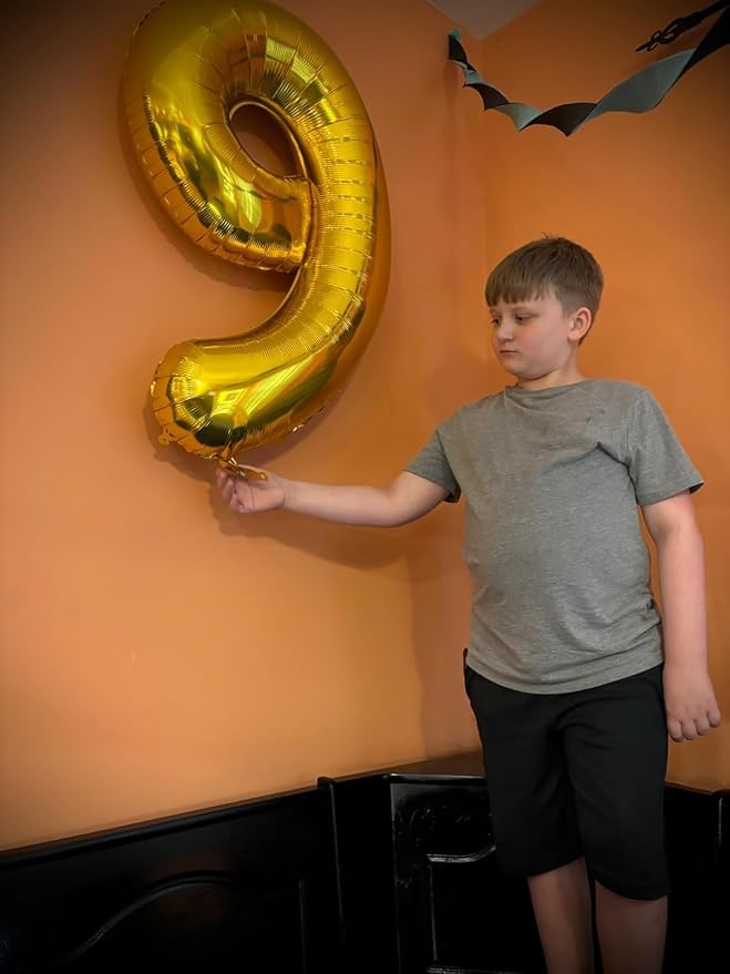 9 Balloon Numbers Birthday Decorations, 40In Gold Balloons - Image 3