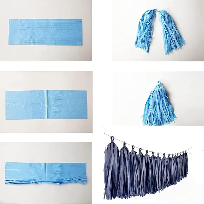 Navy Blue Tassel Garland Banner Tissue Paper Tassels - Image 4