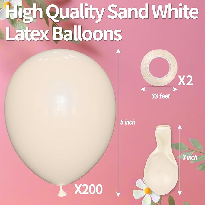 200pcs Sand White Balloons 5 Inch, Small Mini Latex Balloons - Image 5