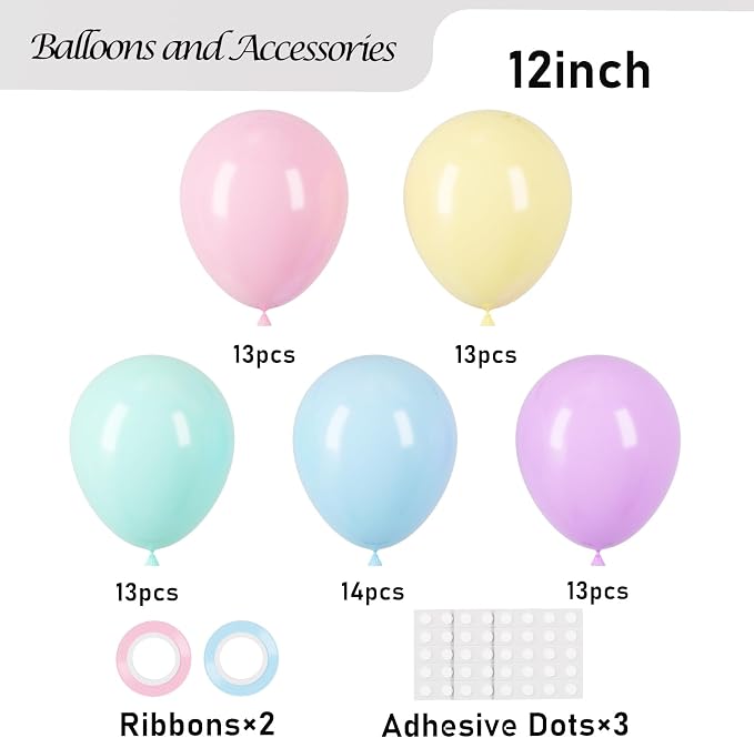 Voircoloria 66pcs Pastel Macaron Latex Party Balloons, 12inch | - Image 2