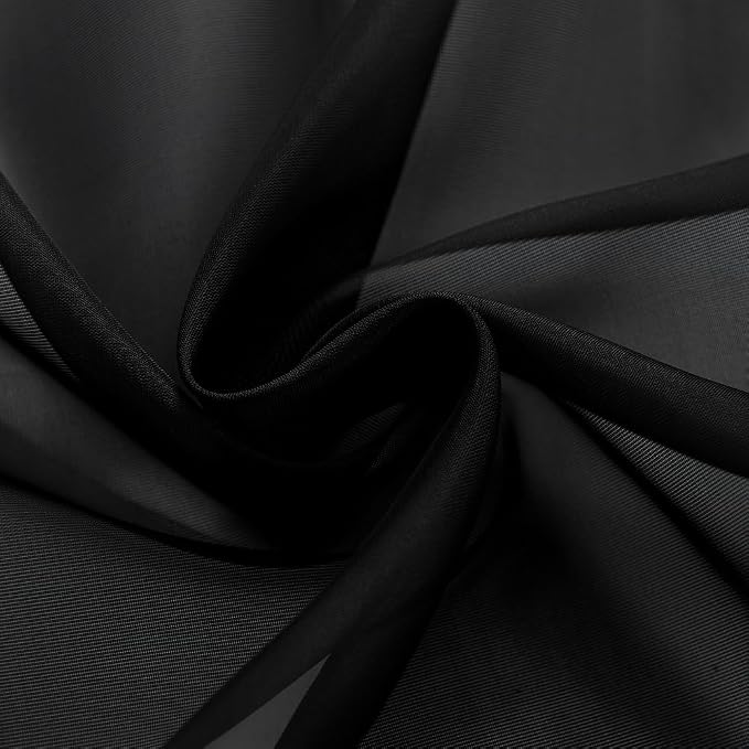 SpaceDresser Black Sheer Curtains 4 Panels Rod Pocket Semi-Sheer Curtain 45 - Image 6