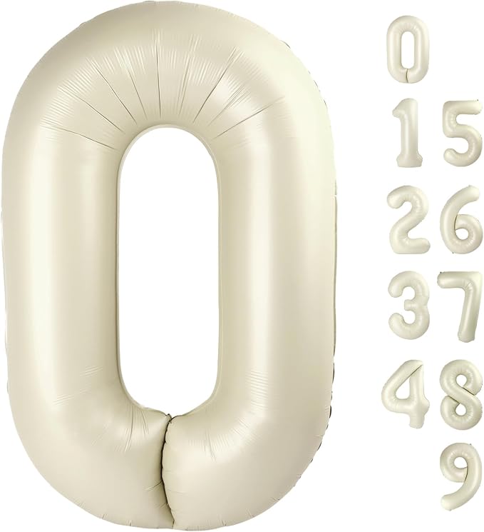 0 Balloon Number 40 Inch Cream Balloons by Mluchee