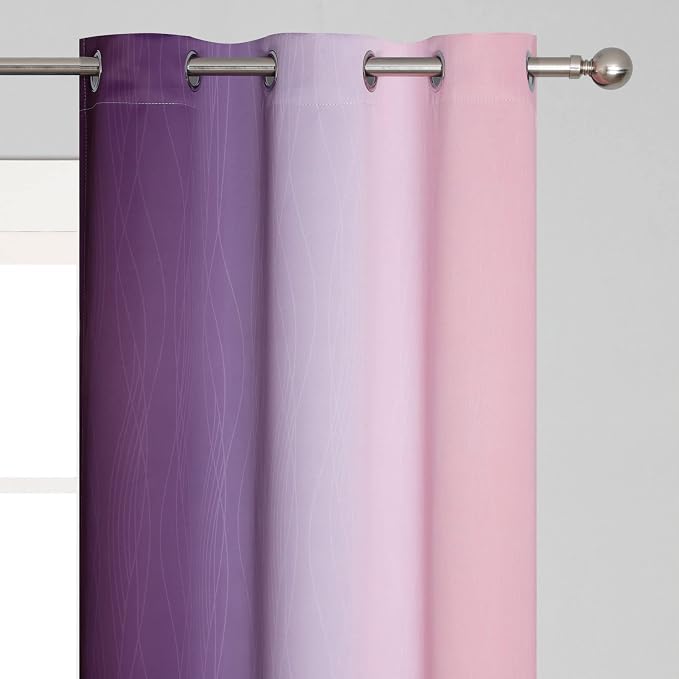 Pink and Purple Blackout Curtains 54 Inch Length, Light Blocking Gradient Drapes - Image 4
