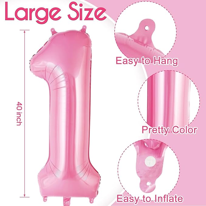Pink Number 17 Balloons, Big Large Foil Number Balloons, Jumbo Giant Mylar - Image 2