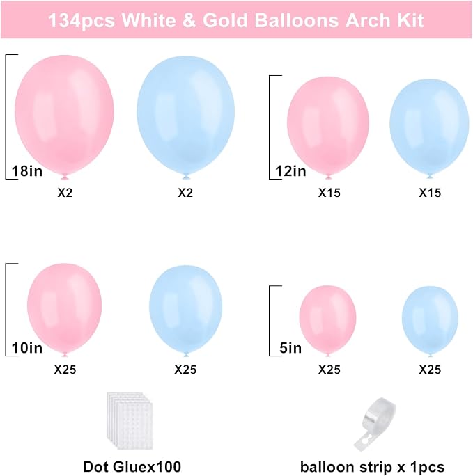 YMSZ Pink and Blue Balloons Garland Arch Kit, - Image 2
