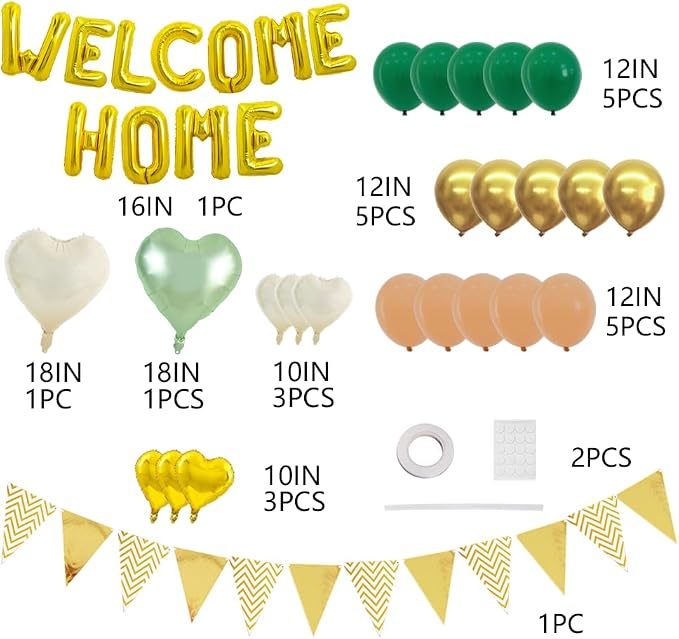 TONIFUL 16 Inch Gold Welcome Home Foil Letter Balloon Banner Decoration Kit | - Image 2