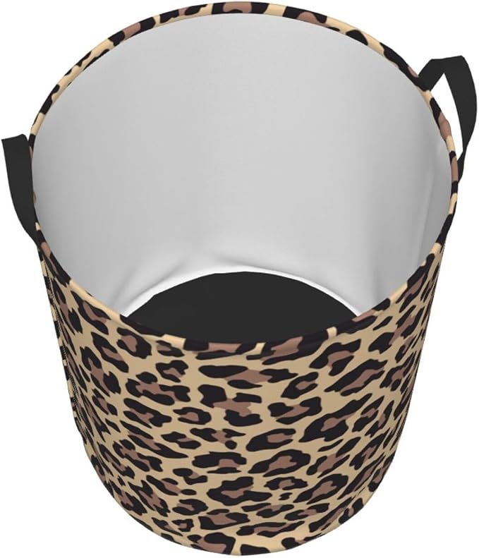 Leopard Print Animal Cheetah Round Laundry Hamper Storage Basket Toys Clothes - Image 2