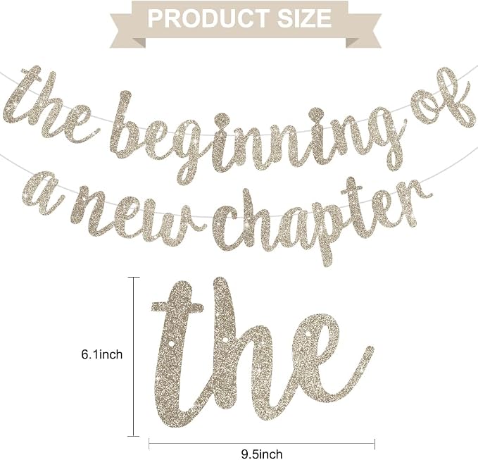 BEISHIDA Champagne Pre-Strung Glitter The Beginning of A New Chapter Banner | - Image 3