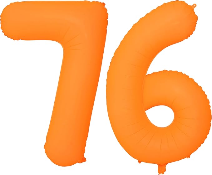 Orange Birthday Number 76 Balloon 40IN Fluorescent Orange 67 Balloon | by YOIOZAIZAI