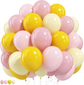Pink Yellow Balloon, Pastel Light Dusty Pink Yellow Balloon by Paeyeq