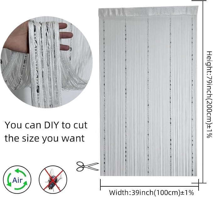 ave split 100cmX200cm Decorative Door String Curtain Beads Wall Panel Fringe - Image 2