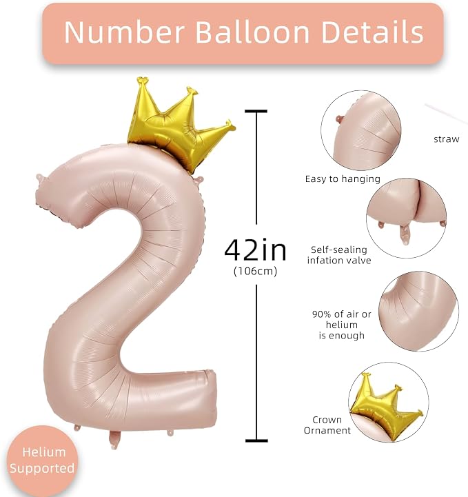 AULE 40 Inch Big Pink 2 Balloon Number - Image 3