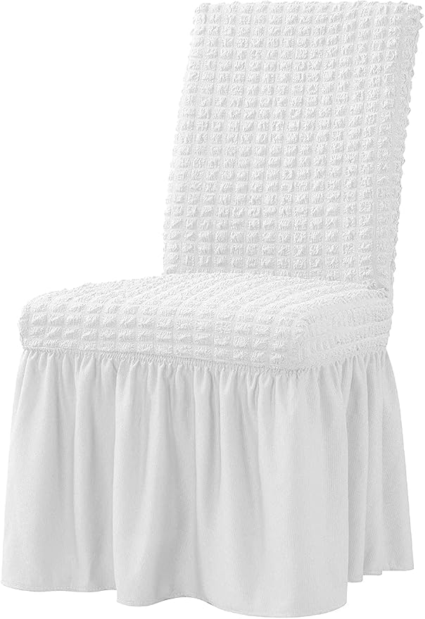 XMNTG Dining Room Chair Slipcovers 1-Piece Stretch White Dining Chair Covers by XMNTG
