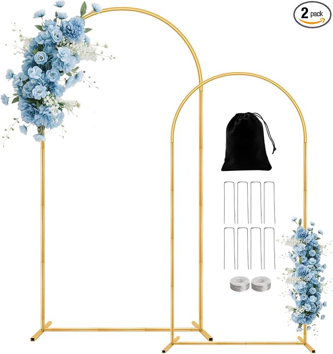 2 Pack Metal Arch Backdrop Stand Balloon Arbor Frame | Party Arch Stands by Nisoger