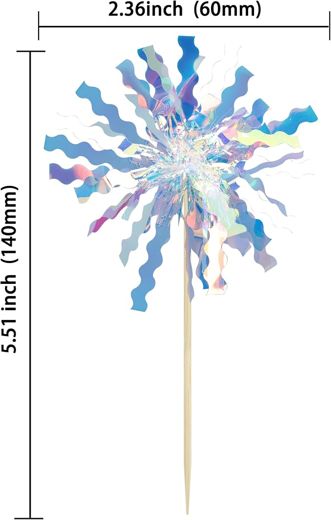 Gyufise 30Pcs Foil Firework Cupcake Toppers Happy Birthday Cake Toppers Tinsel - Image 2