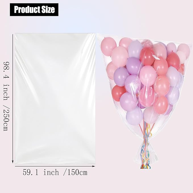 6 Pack 98.4 x 59.1 Inch Clear Balloon Transport Bags, Giant Storage Bags - Image 2
