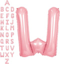 SUWEN 40 Inch Pink Large W Letter Balloons Big Foil Helium A-Z | Jumbo Mylar by SUWEN