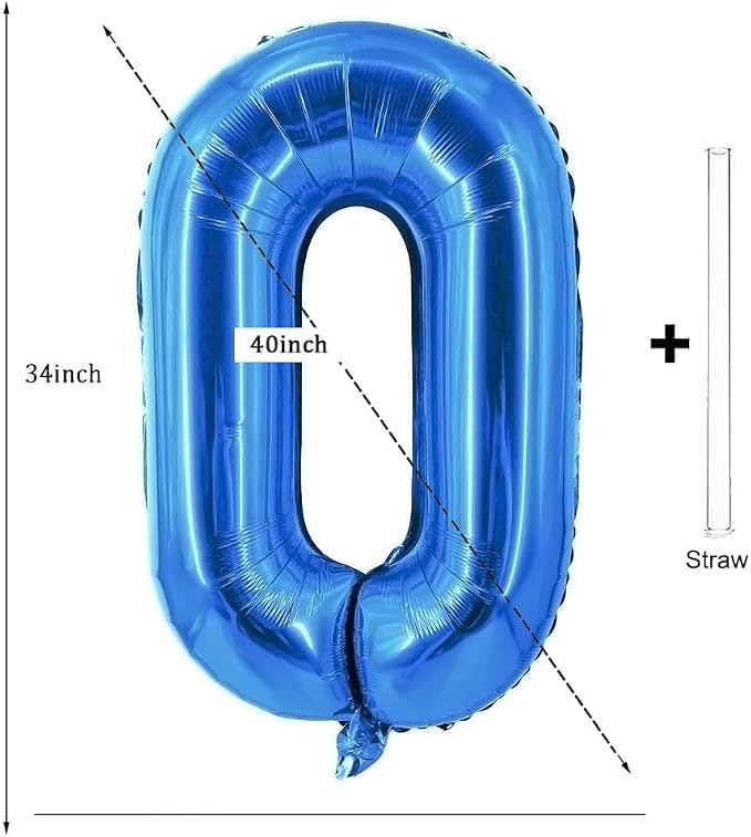 Letter Balloons 40 Inch Blue Giant Alphabet Balloons Letter O | Foil Mylar Big - Image 2