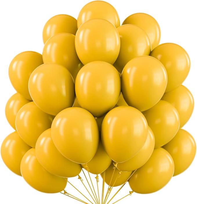 PartyWoo Mustard Yellow fall Latex Helium Birthday Balloons 101pcs | 12 Inch by PartyWoo