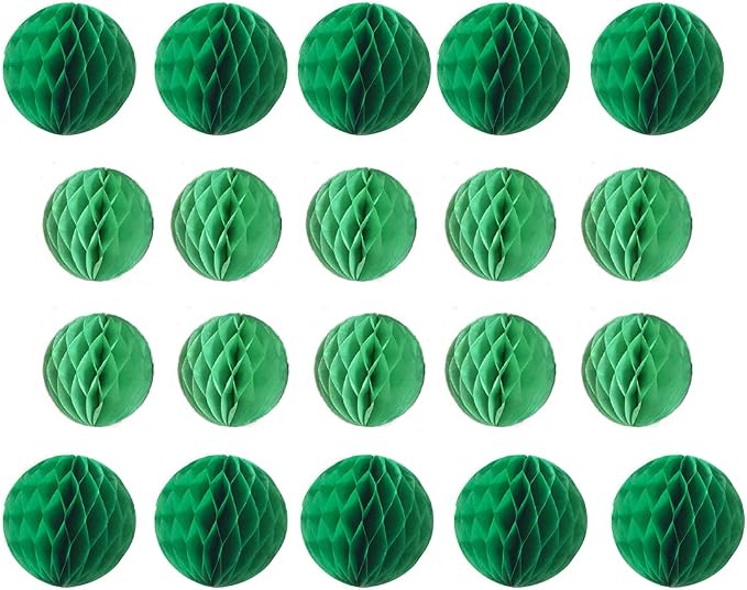 20pcs 3''6'' Tissue Honeycomb Balls Green Paper Honeycomb Balls Decoration | by ZGjoy