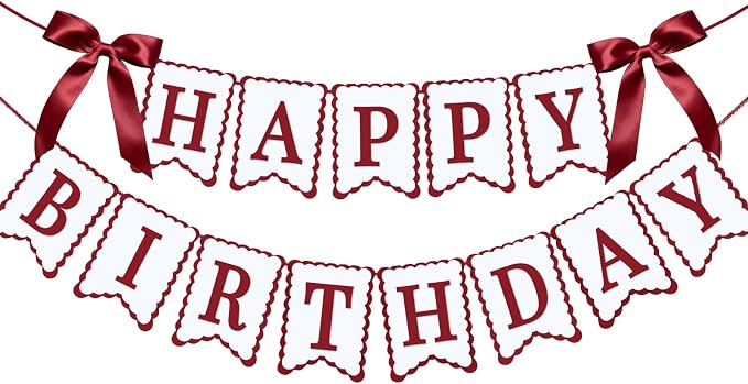 Bow Happy Birthday Banner for Bow Birthday Decorations Pink Bows Garland for by JOTTING