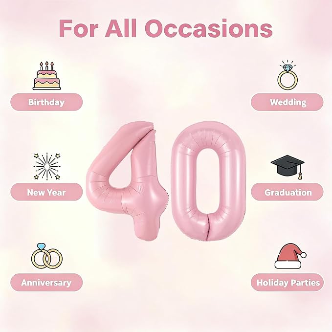 Number Balloons Pink Party Balloon - Image 5