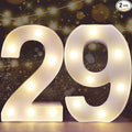 Pooqla Decorative LED Light Up Number Letters, White Plastic Marquee Number Lights Sign for Wedding Decor, Battery Operated (29)