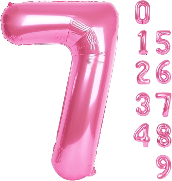 7 Balloon Number 40 Inch Pink Balloons by Mluchee