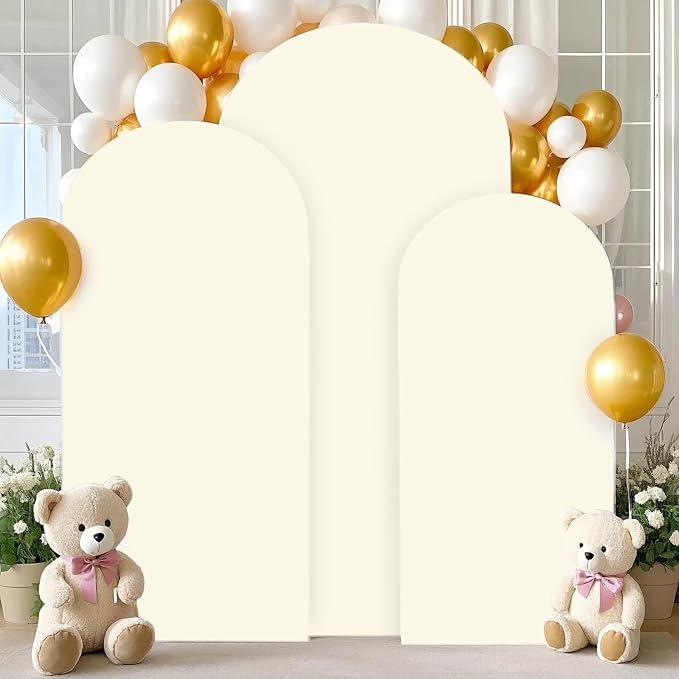 FANPROMS Ivory Wedding Arch Cover Set of 3 Arch Spandex Covers 5FT 6FT 7FT Baby - Image 5