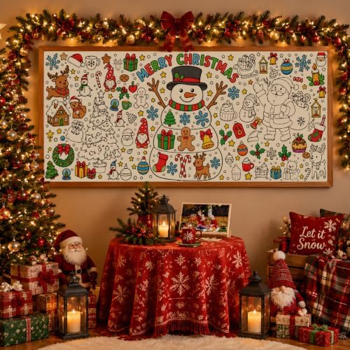 OHOME Christmas Crafts for Kids - Xmas Giant Coloring Poster/Tablecloth - Image 4