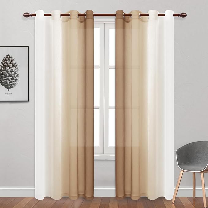 DWCN Ombre Faux Linen Sheer Curtains - Image 2