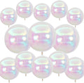 12Pcs Iridescent Round Foil Balloons, 4D Holographic Clear Ball Balloons | by SUNPROUND