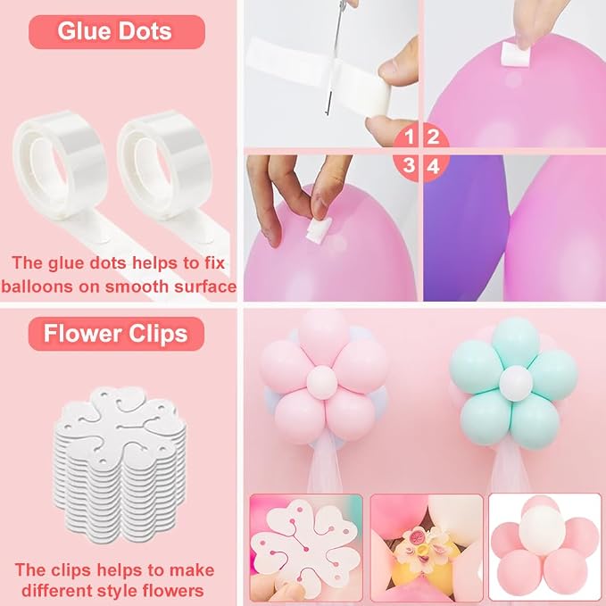 38-in-1 Balloon Arch Garland Kit, 6 Rolls 98ft Tape Strips, 6 Rolls 600 Glue - Image 4