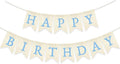 Light Blue Happy Birthday Banner Pre-strung Burlap Bunting Party Backdrop Sign by Unknown