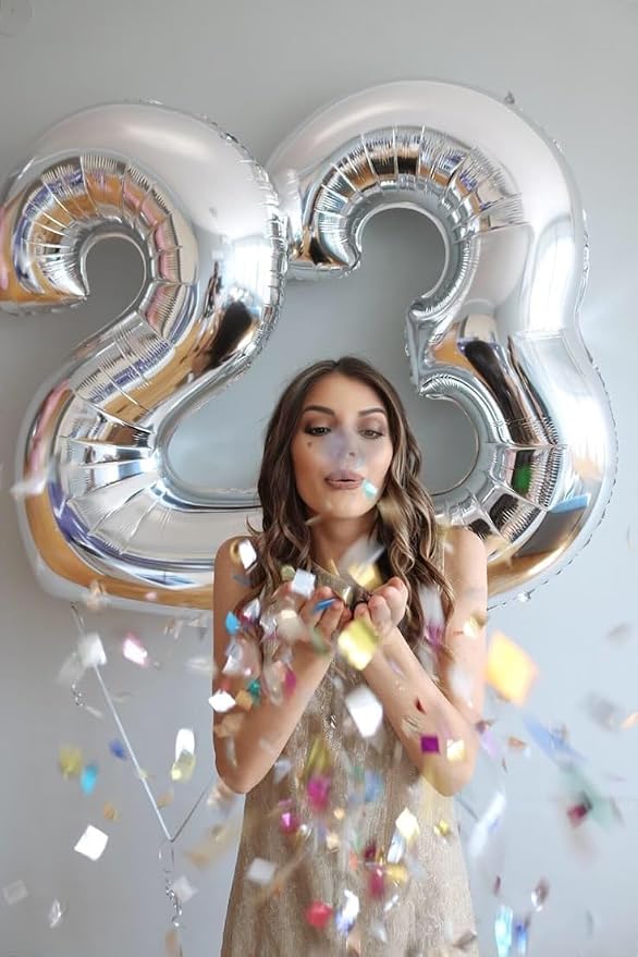 Number Balloons 40 Inch Silver 2 Balloon - Image 2